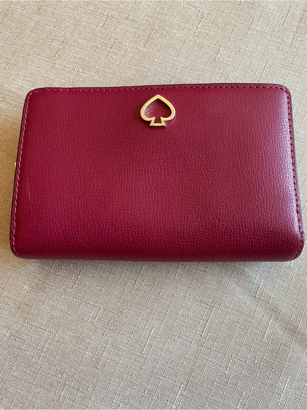 Kate Spade Berry Leather Wallet Gold Snap Button Multiple Card Holder Red OS